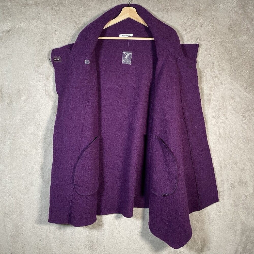 Northstyle Coat M Lightweight Boiled Wool Crossover Wrap Clasp Pockets Lagenlook - Picture 9 of 15